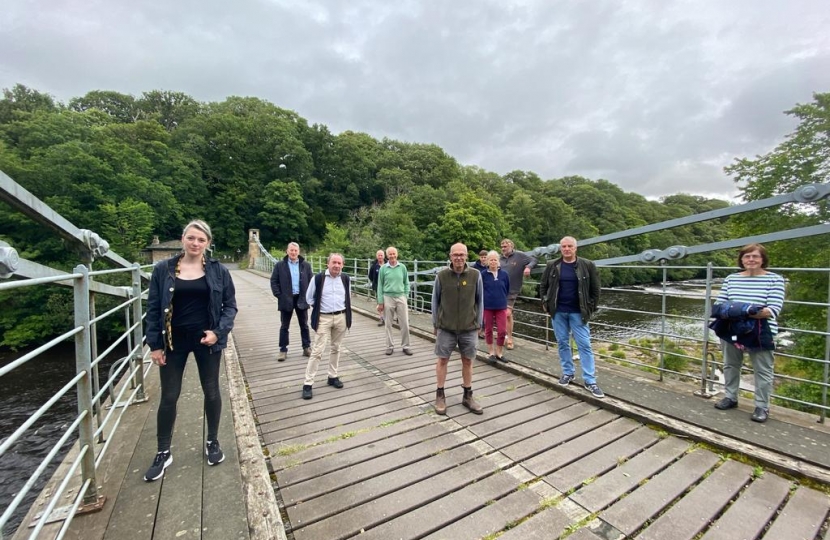 Whorlton Residents with Dehenna Davison on the Bridge